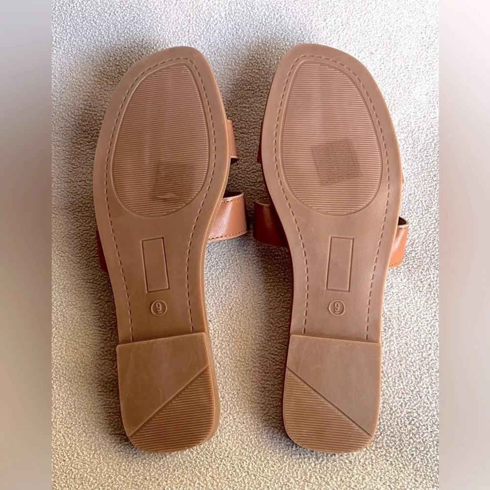 Vegan Leather Sandal Slides Brown - Picture 3 of 3